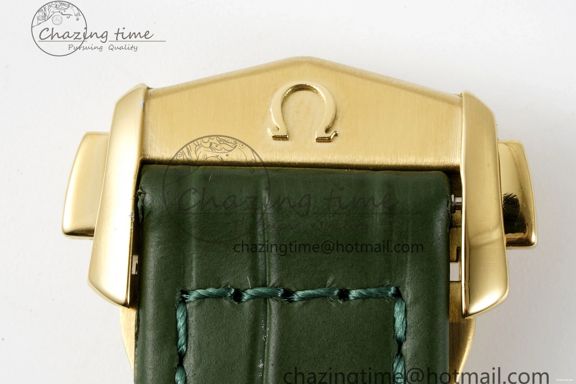 0404 Speedmaster Moonwatch in Moonshine Gold YG RMF Best Edition Green Dial on Green Leather Strap Manual Chrono EasyCare 7832